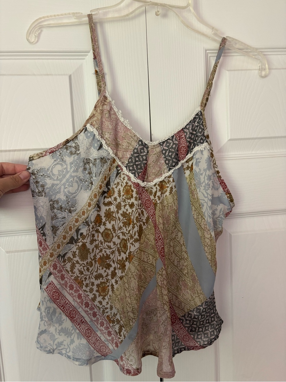 Patchwork Floral Spaghetti-Strap Tank Top in Multi-Color